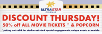 UltraStar Cinemas Discount Thursdays